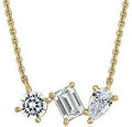 14K Yellow Gold Three Stone Diamond Necklace
