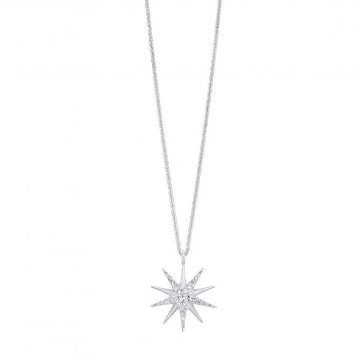 Sterling Silver Star Diamond Necklace