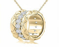 14K Yellow Gold Quilted Barrel Diamond Necklace
