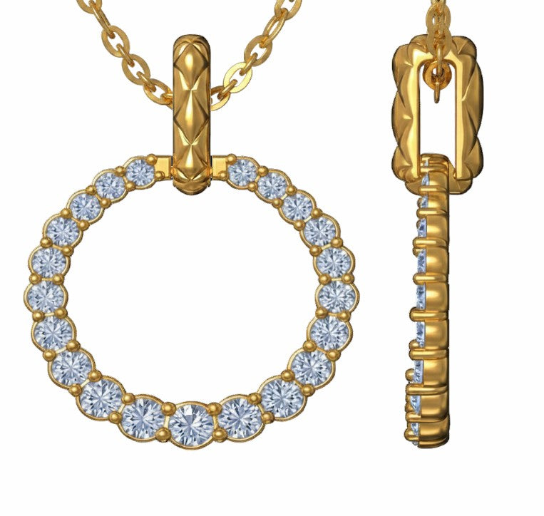 14K Yellow Gold Open Diamond Circle Necklace