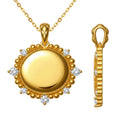 14K Yellow Gold Diamond Starburst Medallion Necklace