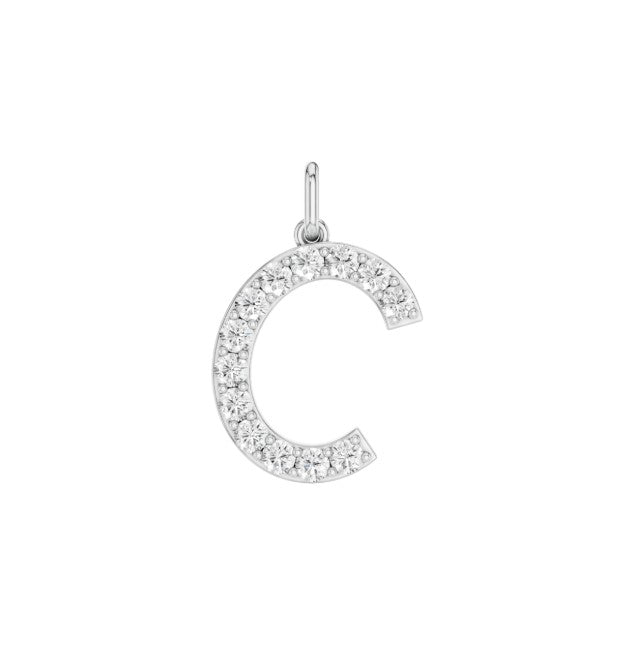 14K White Gold Lab Grown Diamond Initial Necklace