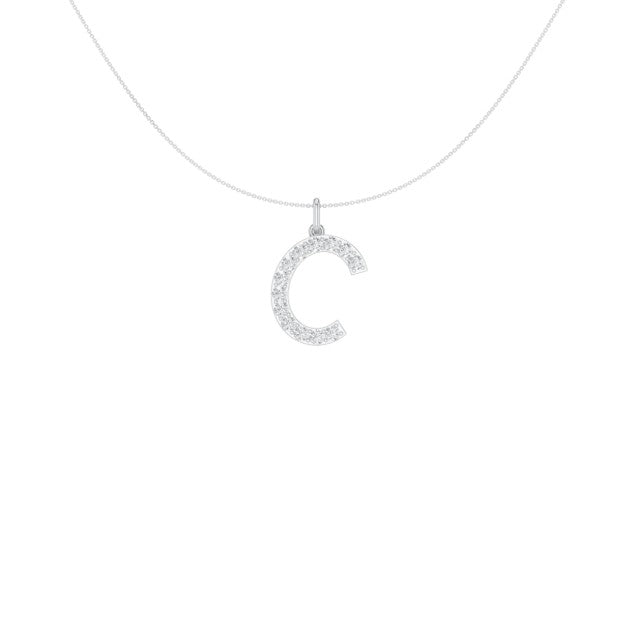 14K White Gold Lab Grown Diamond Initial Necklace