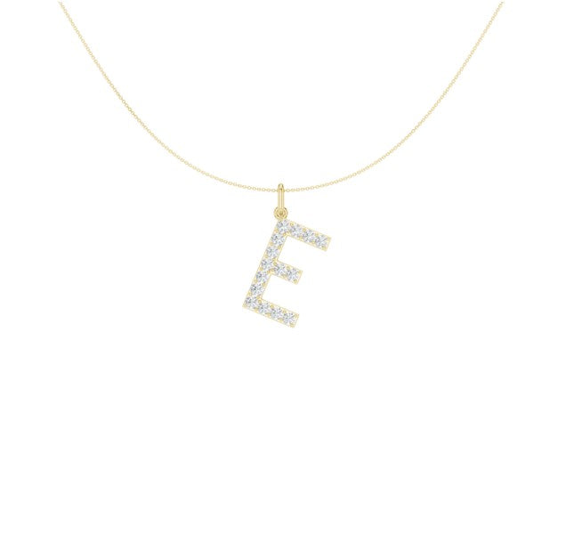 14K Yellow Gold Lab Grown Diamond Initial Necklace