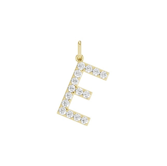 14K Yellow Gold Lab Grown Diamond Initial Necklace