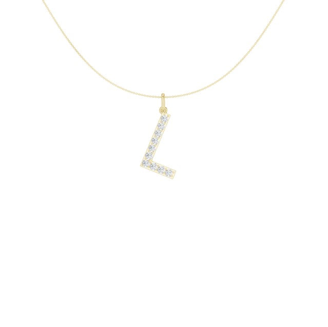 14K Yellow Gold Lab Grown Diamond Initial Necklace