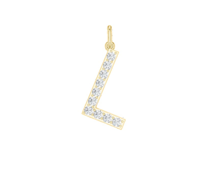 14K Yellow Gold Lab Grown Diamond Initial Necklace