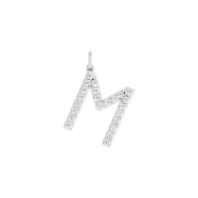 14K White Gold Lab Grown Diamond Initial Necklace