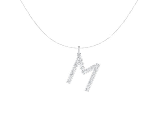 14K White Gold Lab Grown Diamond Initial Necklace