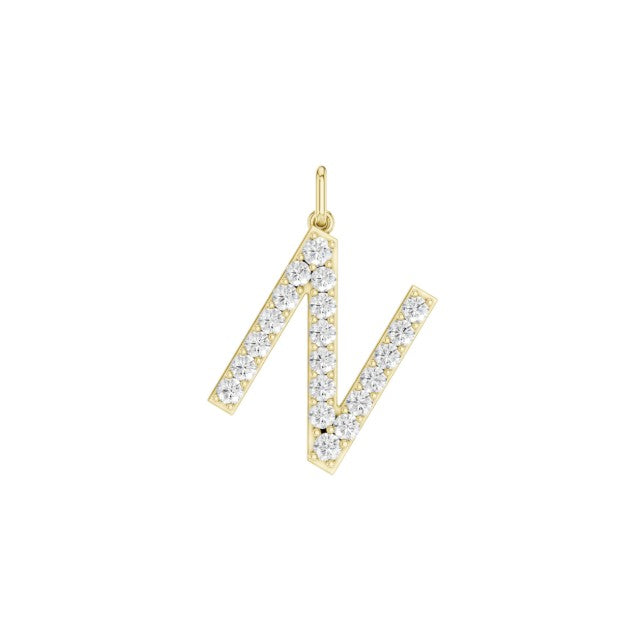 14K Yellow Gold Lab Grown Diamond Initial Necklace