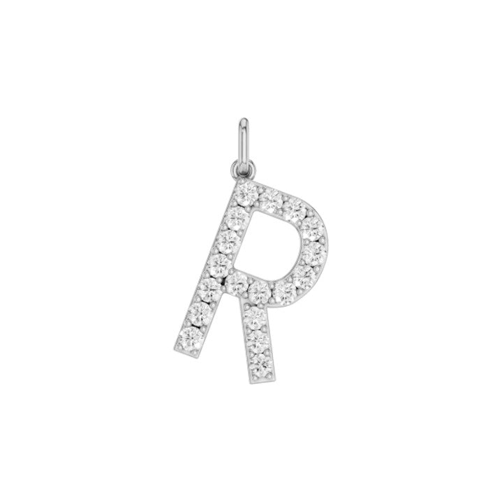 14K White Gold Lab Grown Diamond Initial Necklace