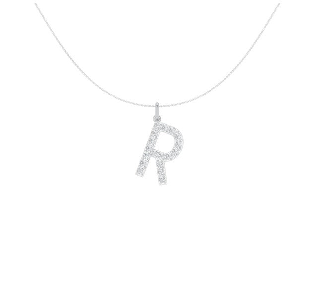14K White Gold Lab Grown Diamond Initial Necklace