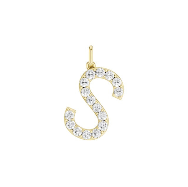 14K Yellow Gold Lab Grown Diamond Initial Necklace