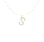 14K Yellow Gold Lab Grown Diamond Initial Necklace