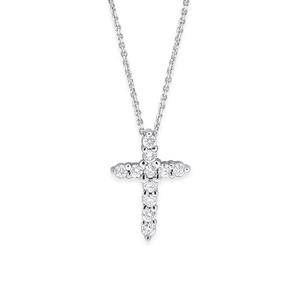 14K White Gold Diamond Cross Pendant