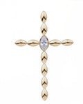 14K Yellow Gold Diamond Marquise Cross Pendant