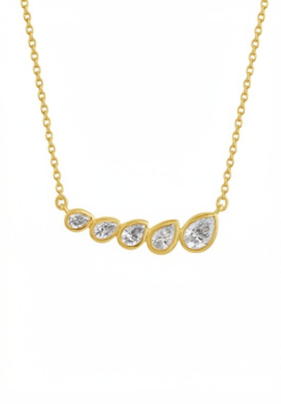 14K Gold Diamond Bezel Necklace