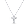 18K White Gold Emerald Diamond Cross Pendant