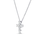 18K White Gold Emerald Diamond Cross Pendant