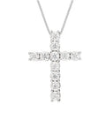 14K White Gold Diamond Cross Pendant