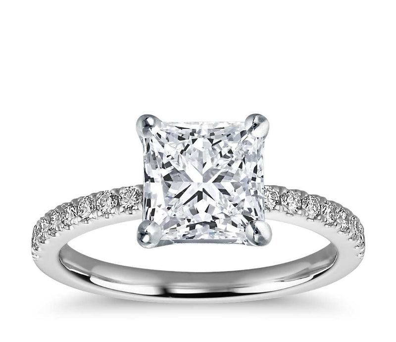 Lady's White 14 Karat Traditional Engagement Ring With Princess Diamond