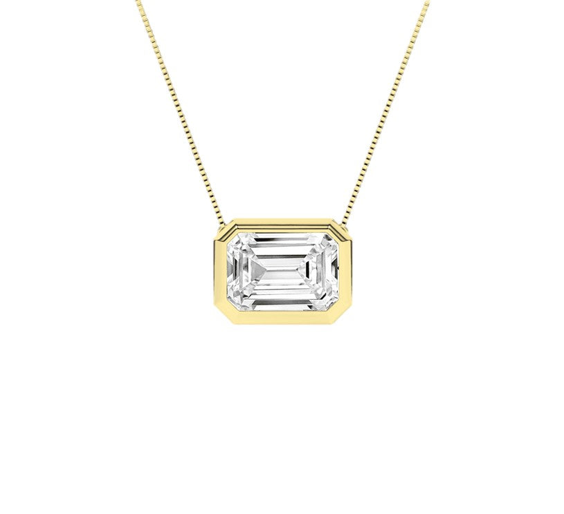 14K Yellow Gold Bezel Lab Grown Diamond Pendant