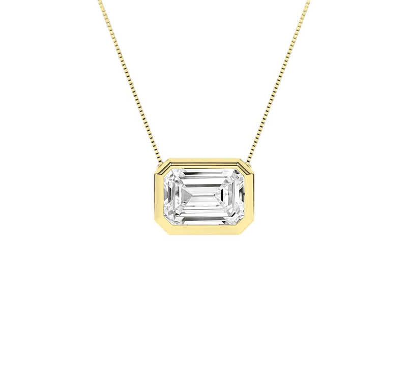 14K Yellow Gold Bezel Lab Grown Diamond Pendant