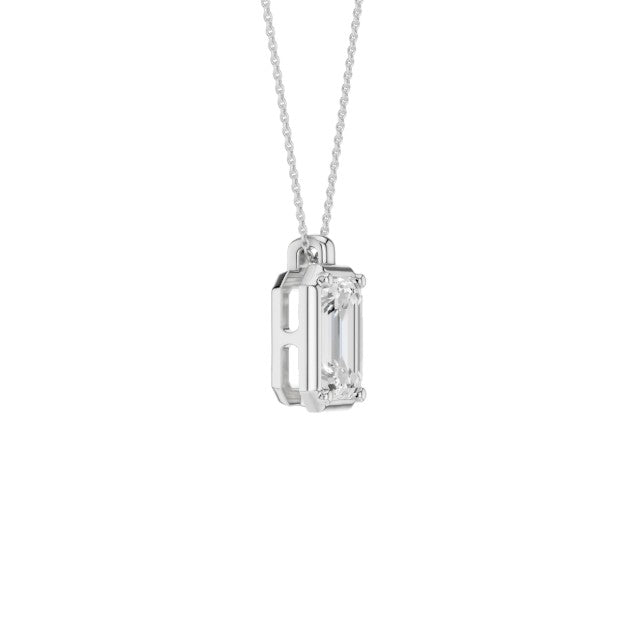 14K White Gold Lab Grown Diamond Bezel Pendant