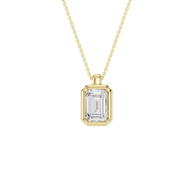14K Yellow Gold Lab Grown Diamond Bezel Pendant