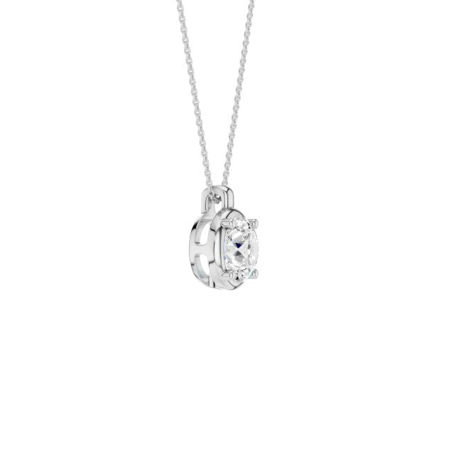 14K White Gold Lab Grown Diamond Bezel Pendant