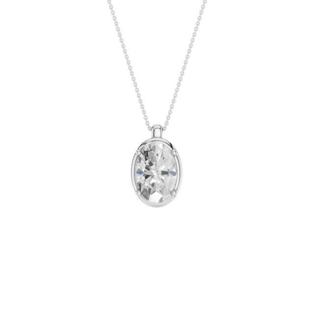 14K White Gold Lab Grown Diamond Bezel Pendant