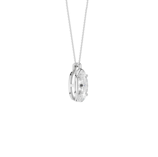 14K White Gold Lab Grown Diamond Bezel Pendant