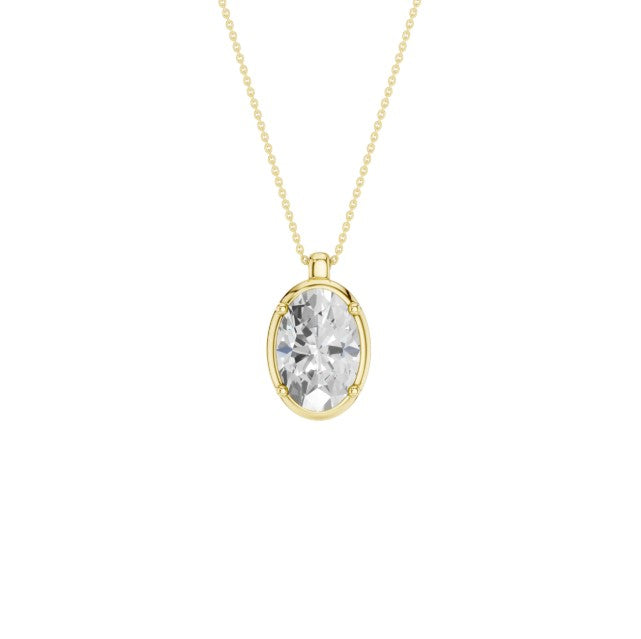 14K Yellow Gold Lab Grown Diamond Bezel Pendant