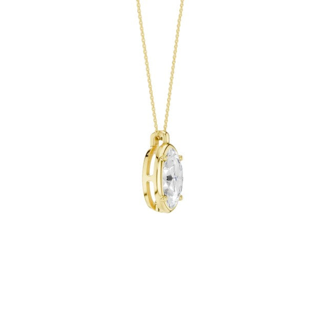 14K Yellow Gold Lab Grown Diamond Bezel Pendant