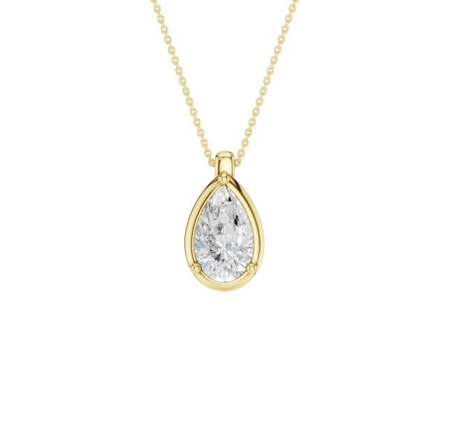 14K Yellow Gold Lab Grown Diamond Bezel Pendant