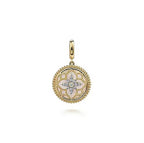 14K Yellow Gold Bujukan Mother of Pearl Medallion Pendant