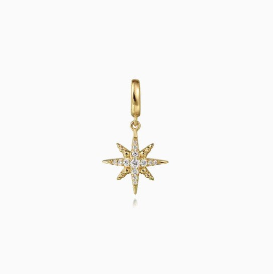 14K Yellow Gold Diamond Star Charm Pendant