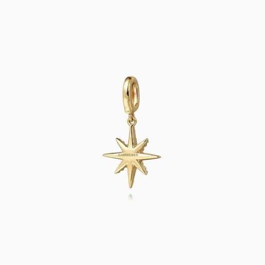 14K Yellow Gold Diamond Star Charm Pendant