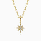 14K Yellow Gold Diamond Star Charm Pendant