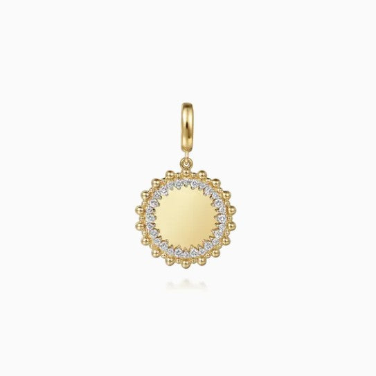 14K Yellow Gold Medallion Charm Pendant