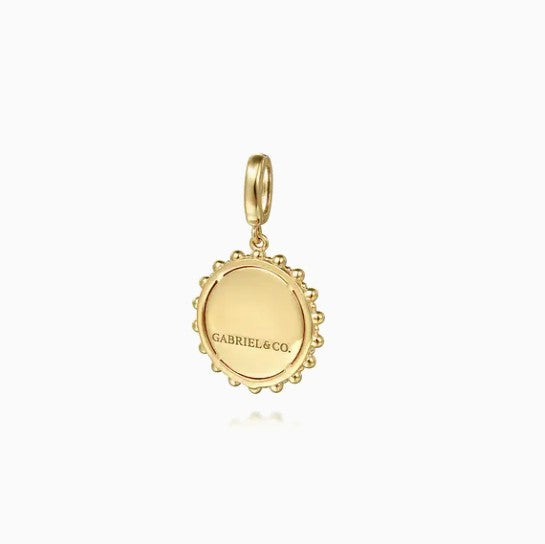 14K Yellow Gold Medallion Charm Pendant