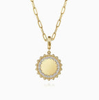 14K Yellow Gold Medallion Charm Pendant
