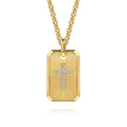 14K Yellow Gold Dog Tag Diamond Pendant