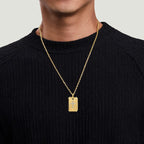 14K Yellow Gold Dog Tag Diamond Pendant
