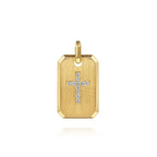 14K Yellow Gold Dog Tag Diamond Pendant
