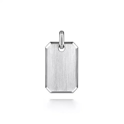 Sterling Silver Satin Dog Tag Pendant