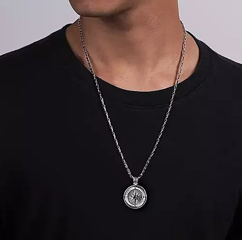 Sterling Silver Compass Pendant