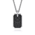 Sterling Silver Black Spinel Dog Tag Pendant