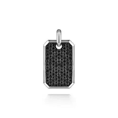 Sterling Silver Black Spinel Dog Tag Pendant