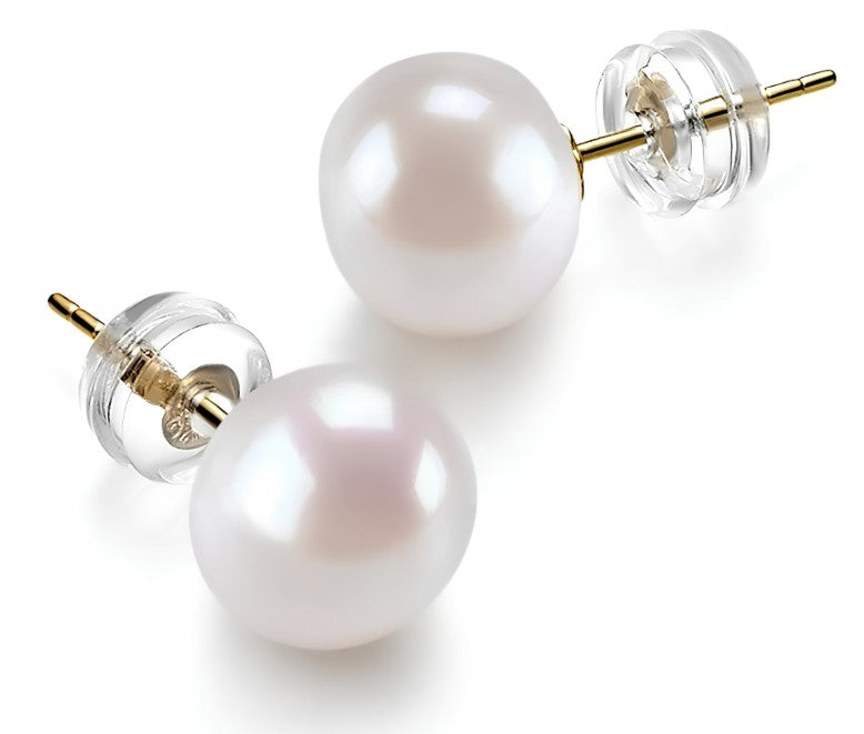 14K Yellow Gold Pearl Stud Earrings